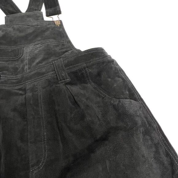 Vintage Don’t Stop black suede short overalls size L - Picture 10 of 16